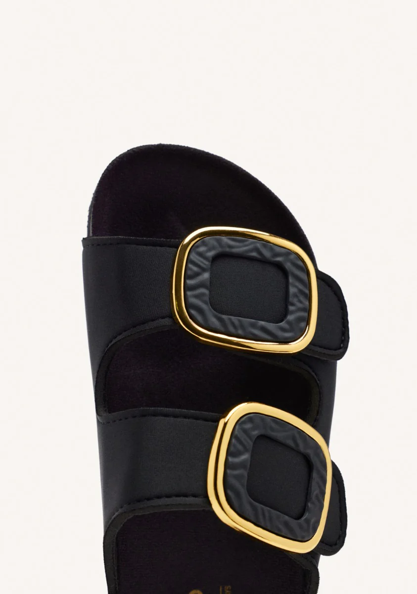 BUDAORS WOMEN'S BLACK JEWEL EMBELLISHED BIO STYLE SANDALS - Image 3