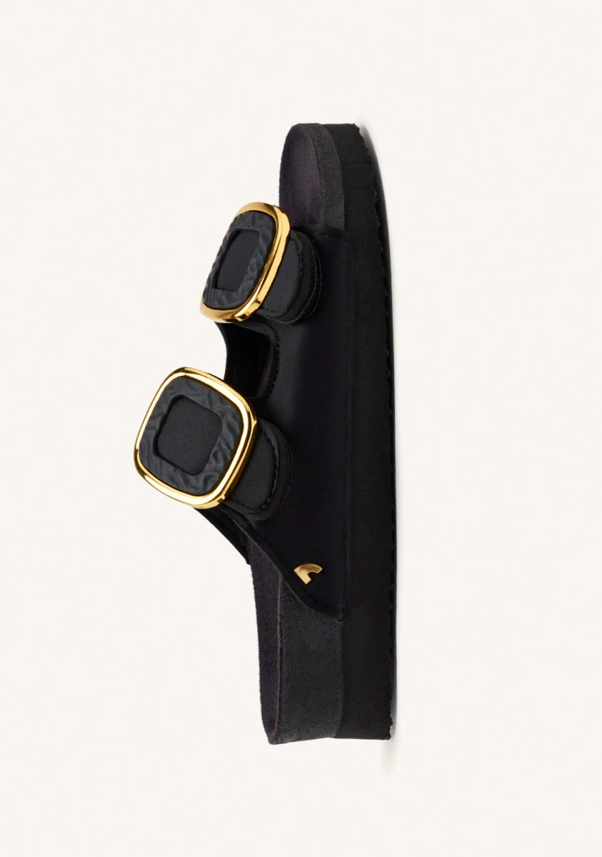 BUDAORS WOMEN'S BLACK JEWEL EMBELLISHED BIO STYLE SANDALS - Image 4