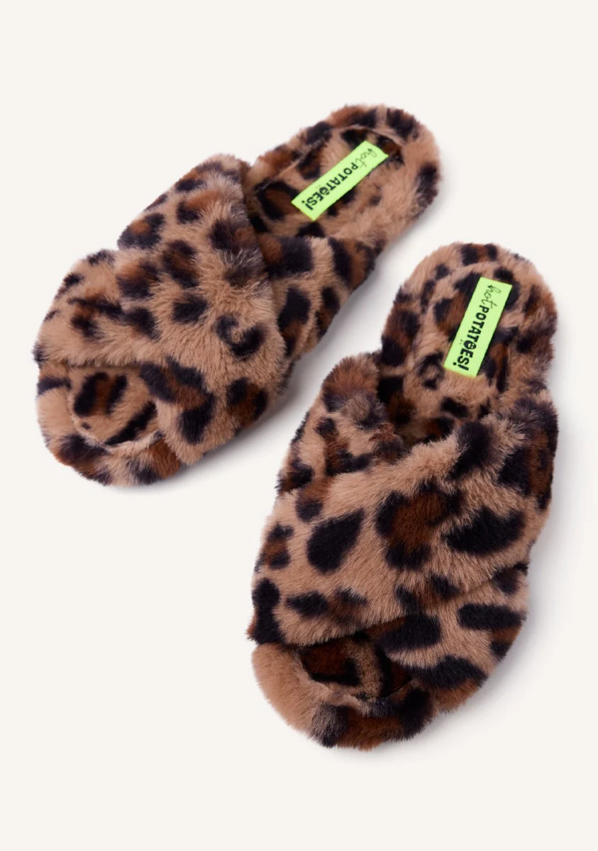 ANIMAL PRINT FUR OPEN HOUSE SLIPPERS BESSEMER - Image 5