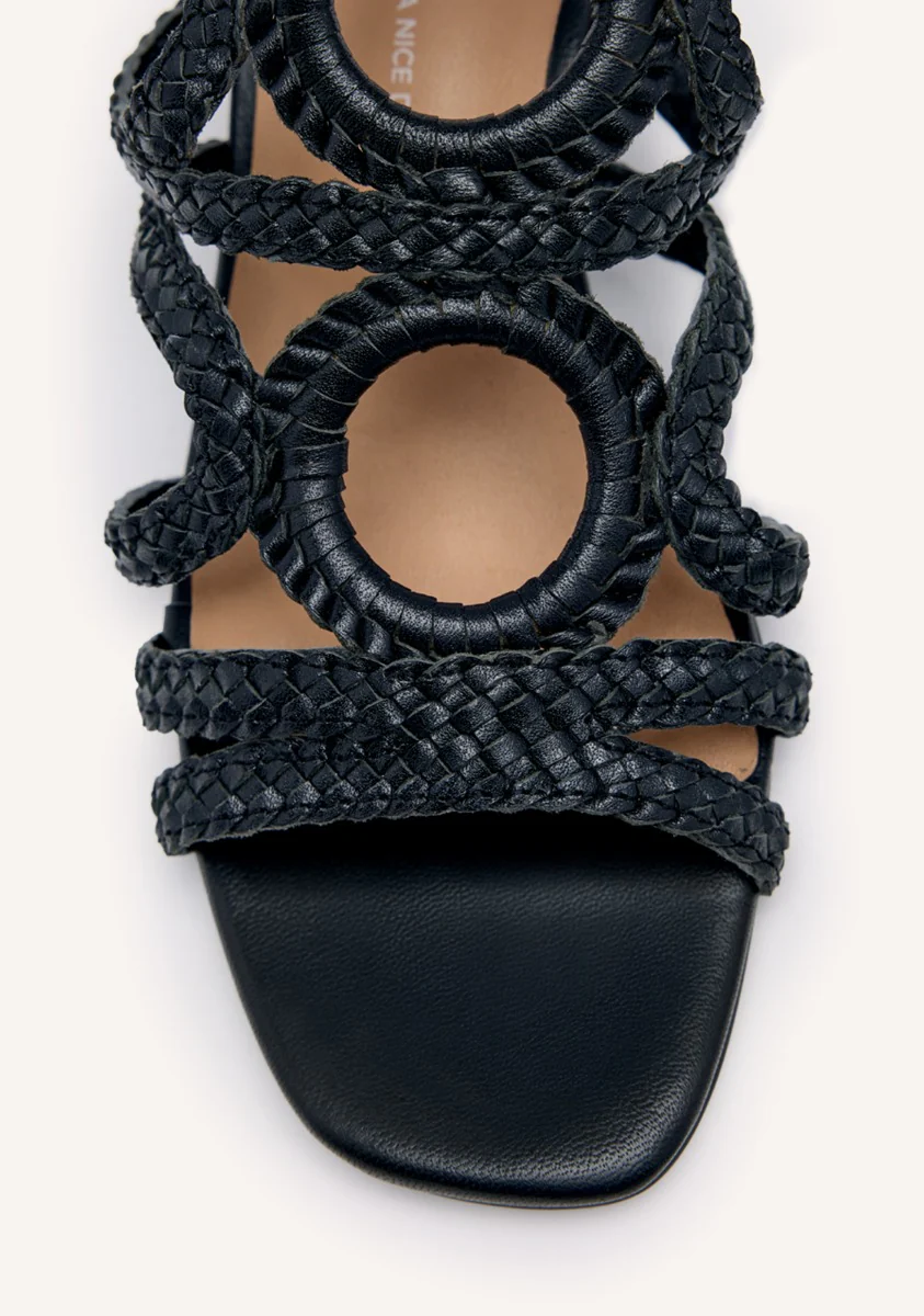 BRAIDED LEATHER HEEL SANDALS - Image 3