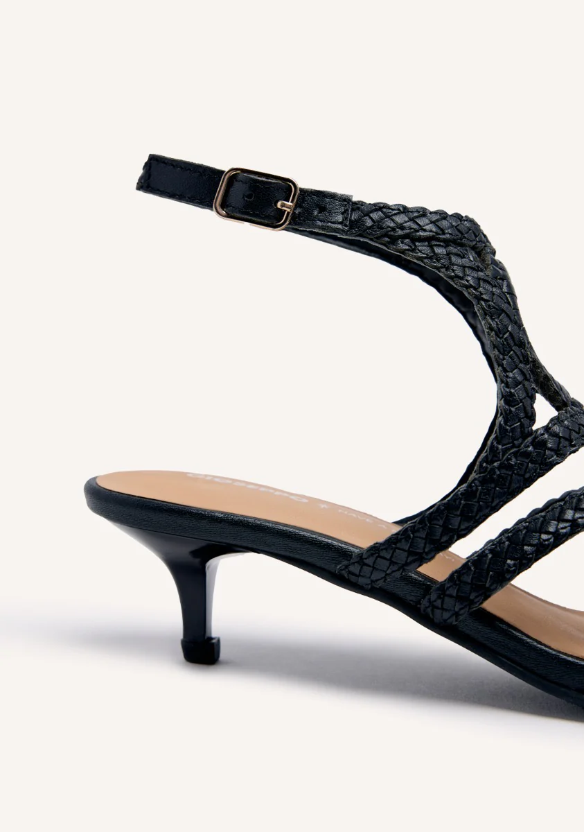 BRAIDED LEATHER HEEL SANDALS - Image 4