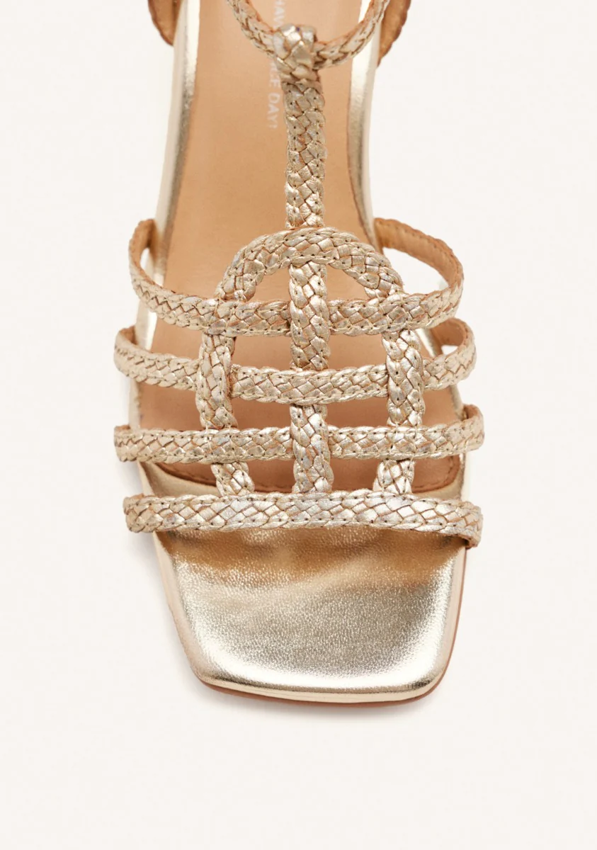BRAIDED LEATHER HEEL SANDALS - Image 3