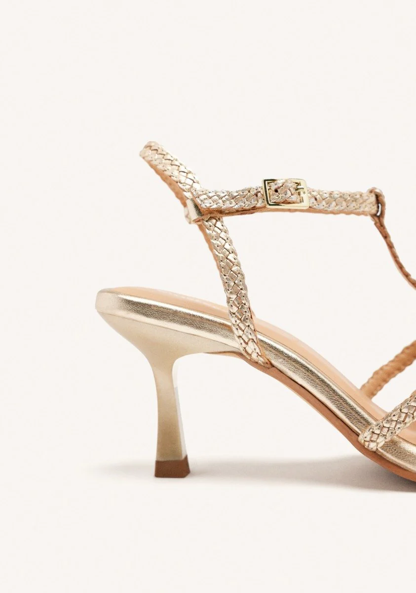BRAIDED LEATHER HEEL SANDALS - Image 4