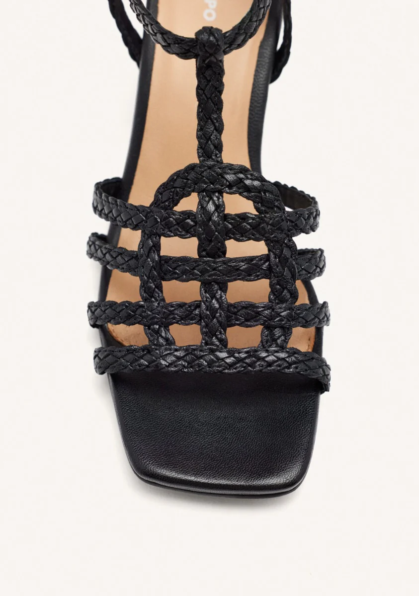 BRAIDED LEATHER HEEL SANDALS - Image 3