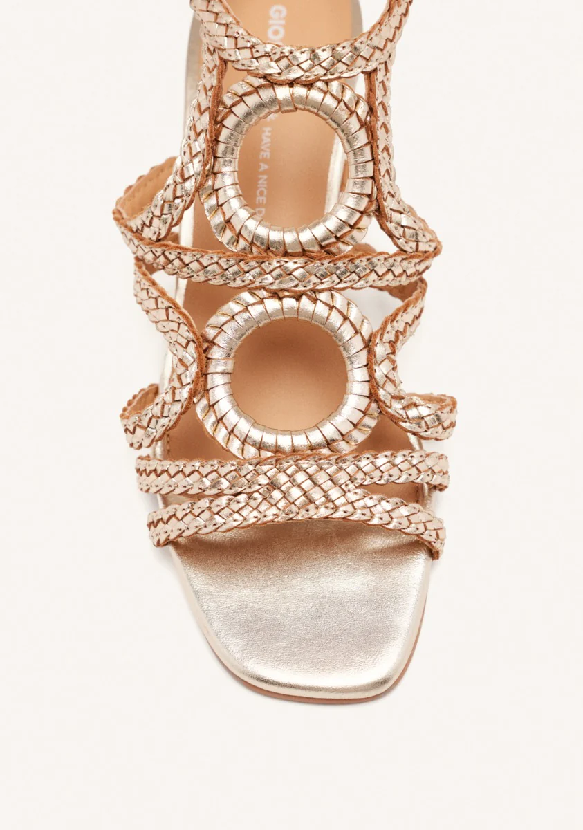 BRAIDED LEATHER HEEL SANDALS - Image 3