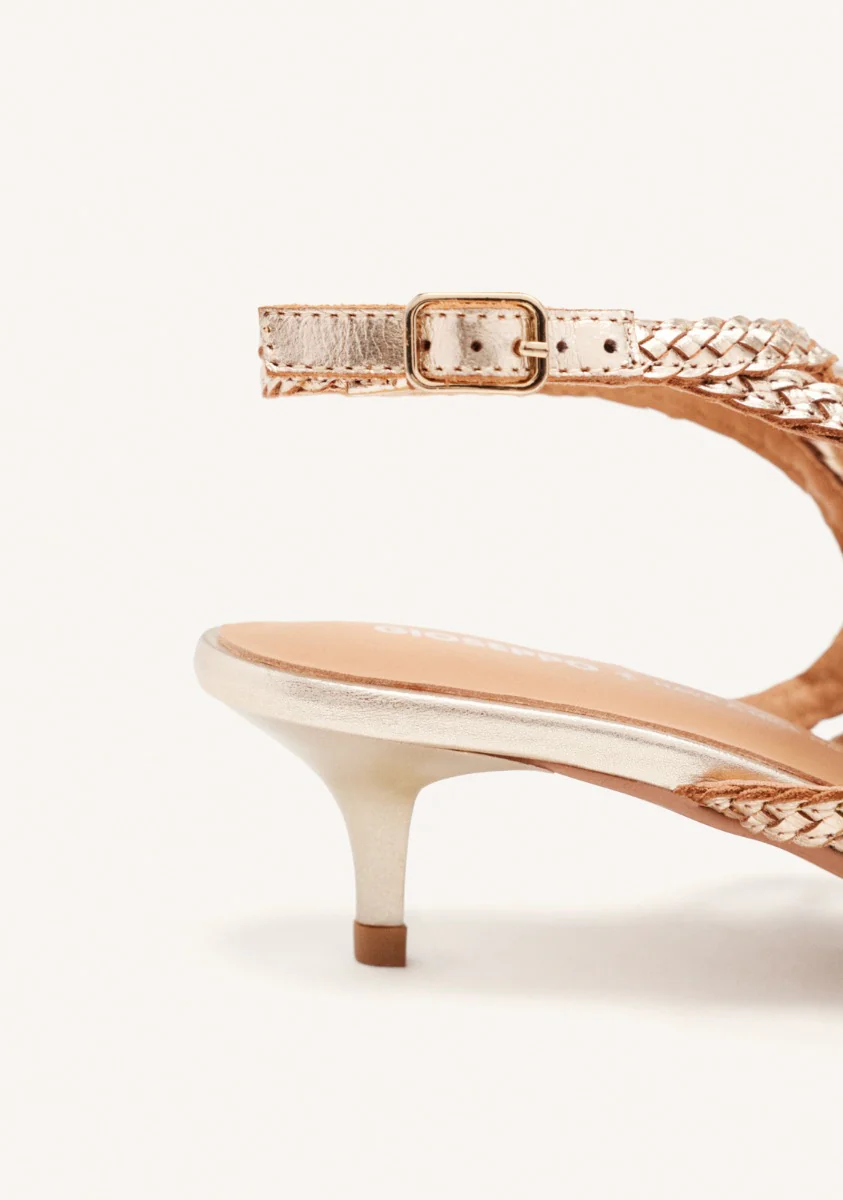 BRAIDED LEATHER HEEL SANDALS - Image 4