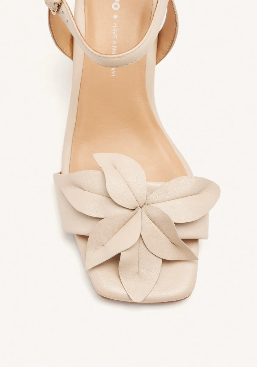 FLORAL LEATHER HEELED SANDALS - Image 3