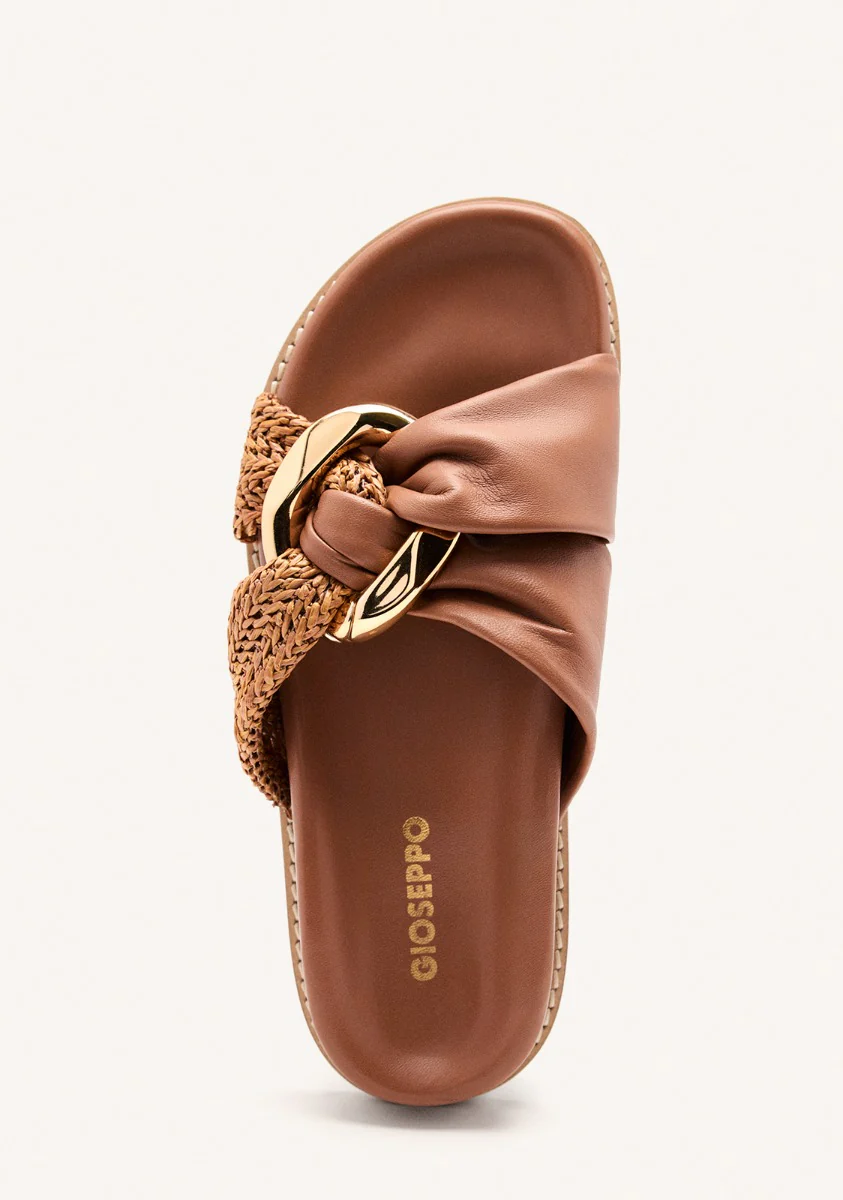 LEATHER RAFFIA SANDALS TISBURY - Image 3