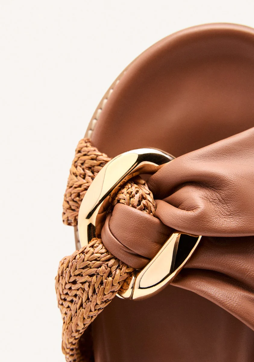 LEATHER RAFFIA SANDALS TISBURY - Image 4