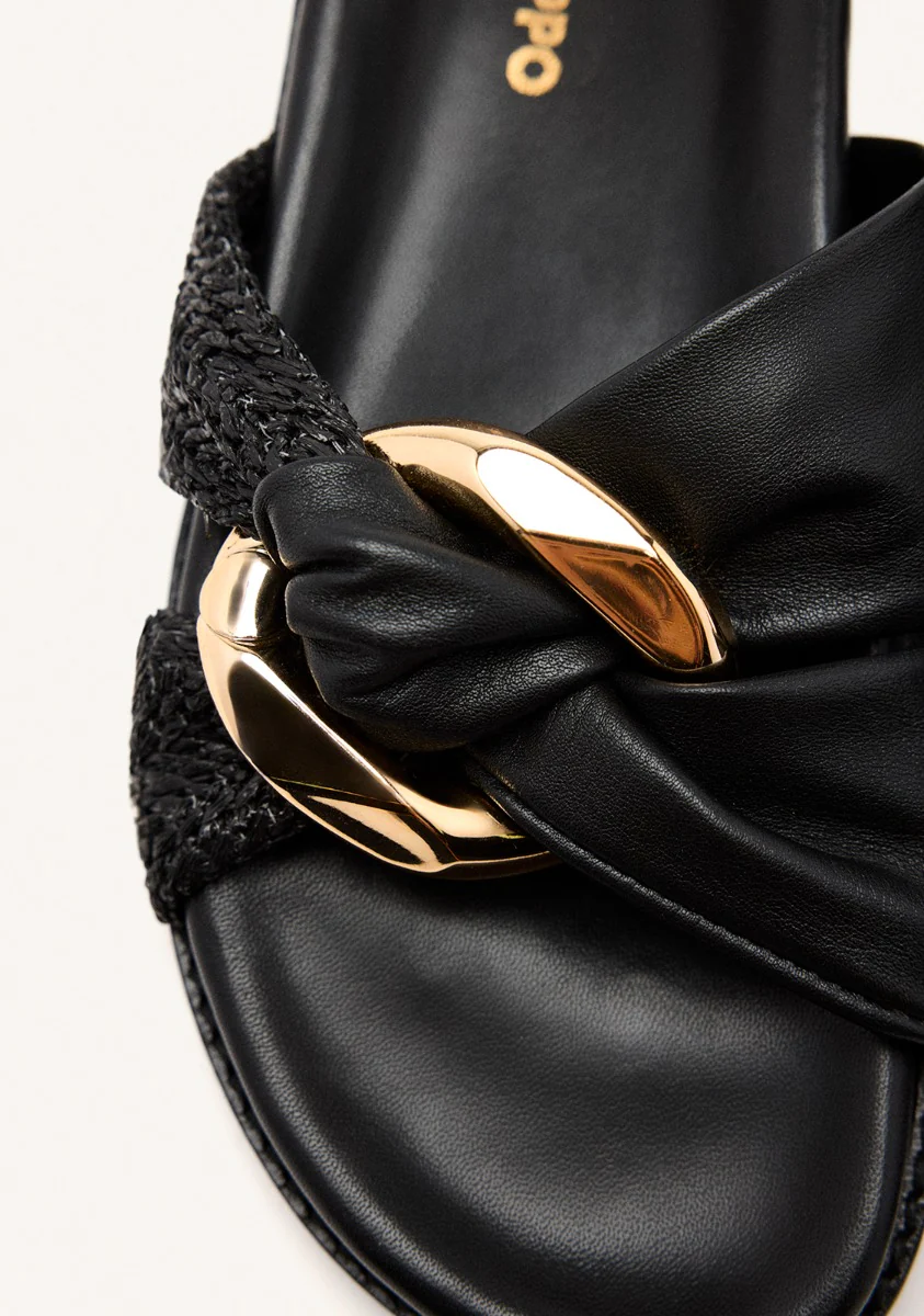 LEATHER RAFFIA SANDALS TISBURY - Image 3