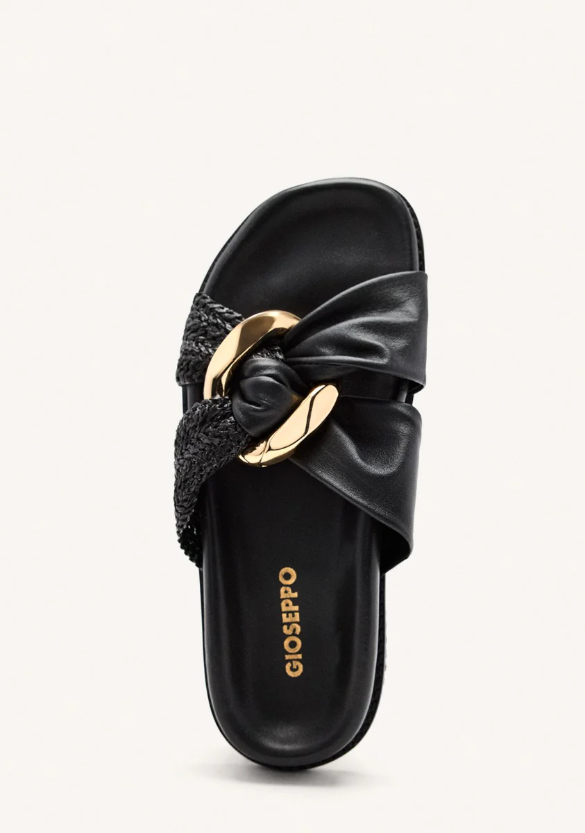 LEATHER RAFFIA SANDALS TISBURY - Image 4