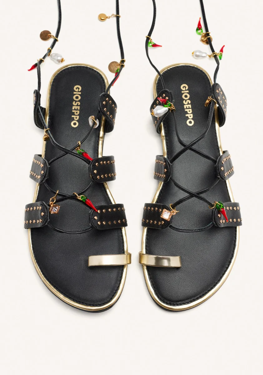 LEATHER SANDALS WITH BEADS AND STUDS IONE - Image 5