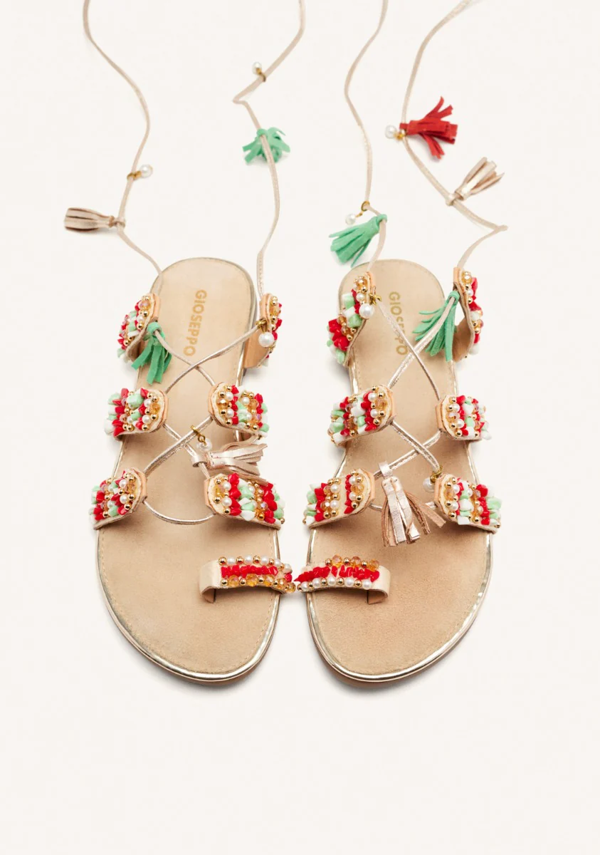 LEATHER SANDALS WITH FRINGES AND BEADS NUBO - Image 3