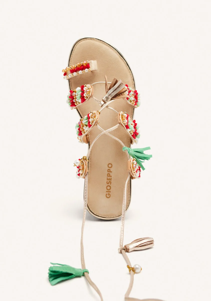 LEATHER SANDALS WITH FRINGES AND BEADS NUBO - Image 5