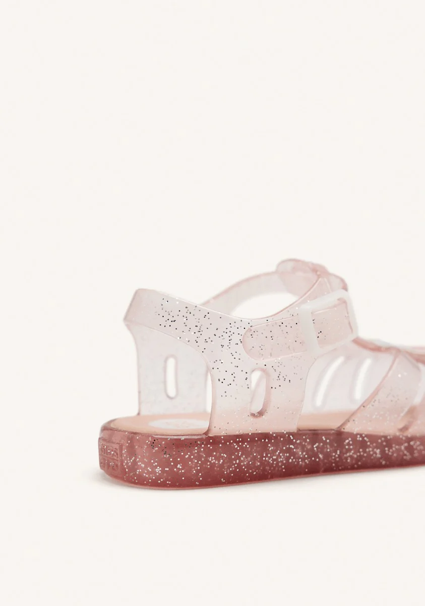 PINK CRAB SHOES WITH GLITTER AND TEDDY BEAR PATCH FOR BABY NEWBERG - Image 3