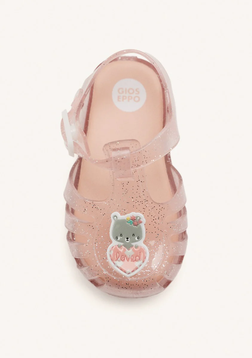 PINK CRAB SHOES WITH GLITTER AND TEDDY BEAR PATCH FOR BABY NEWBERG - Image 4