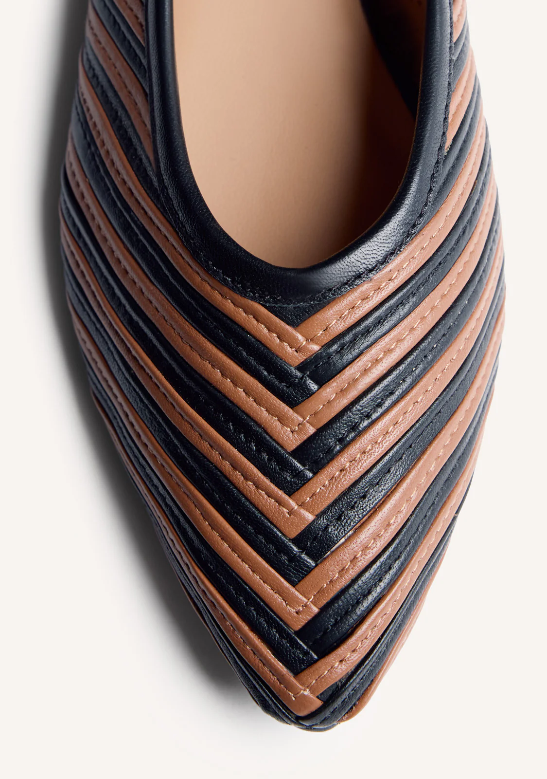STRIPED LEATHER BALLET FLATS TARINE - Image 3