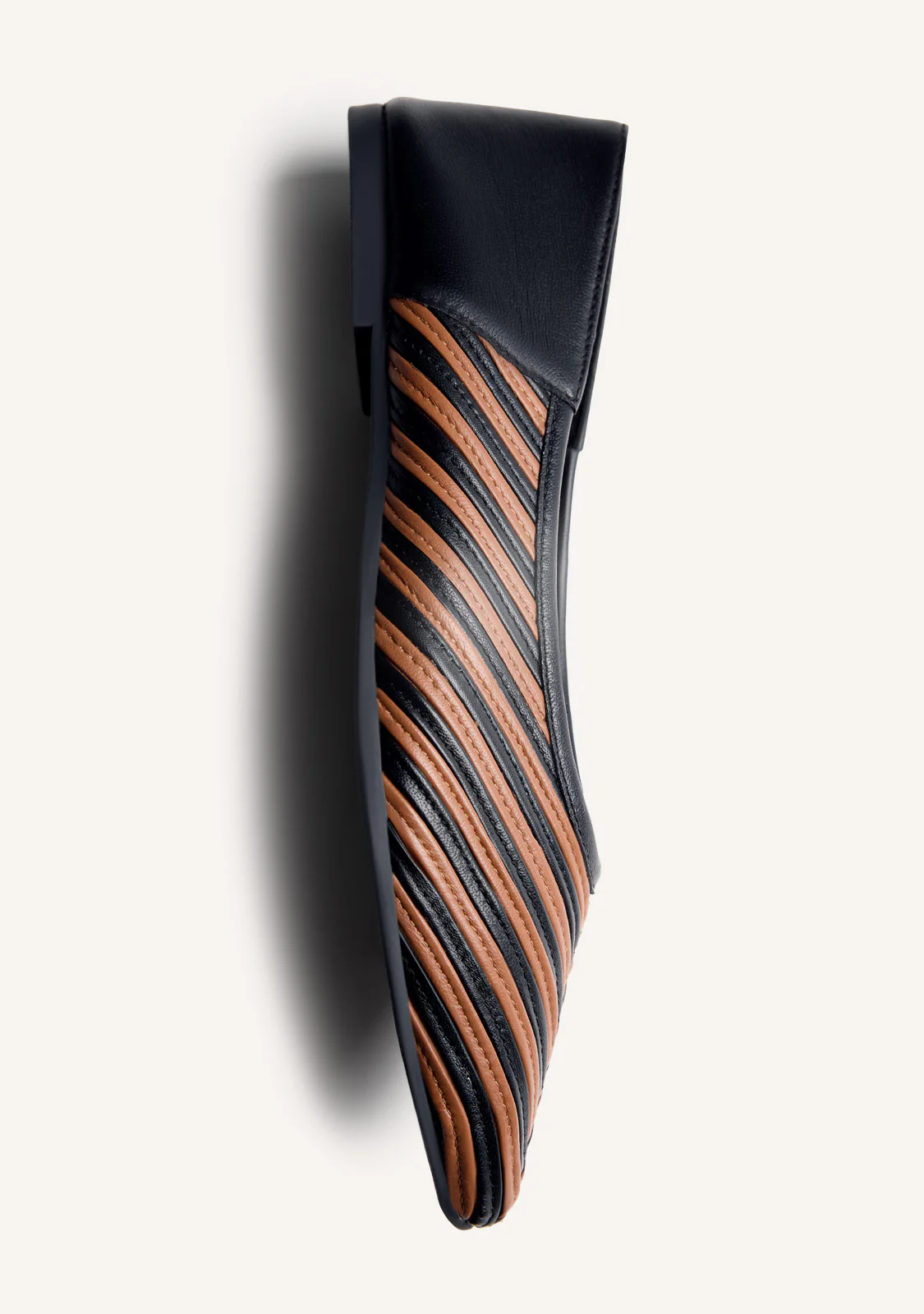 STRIPED LEATHER BALLET FLATS TARINE - Image 4