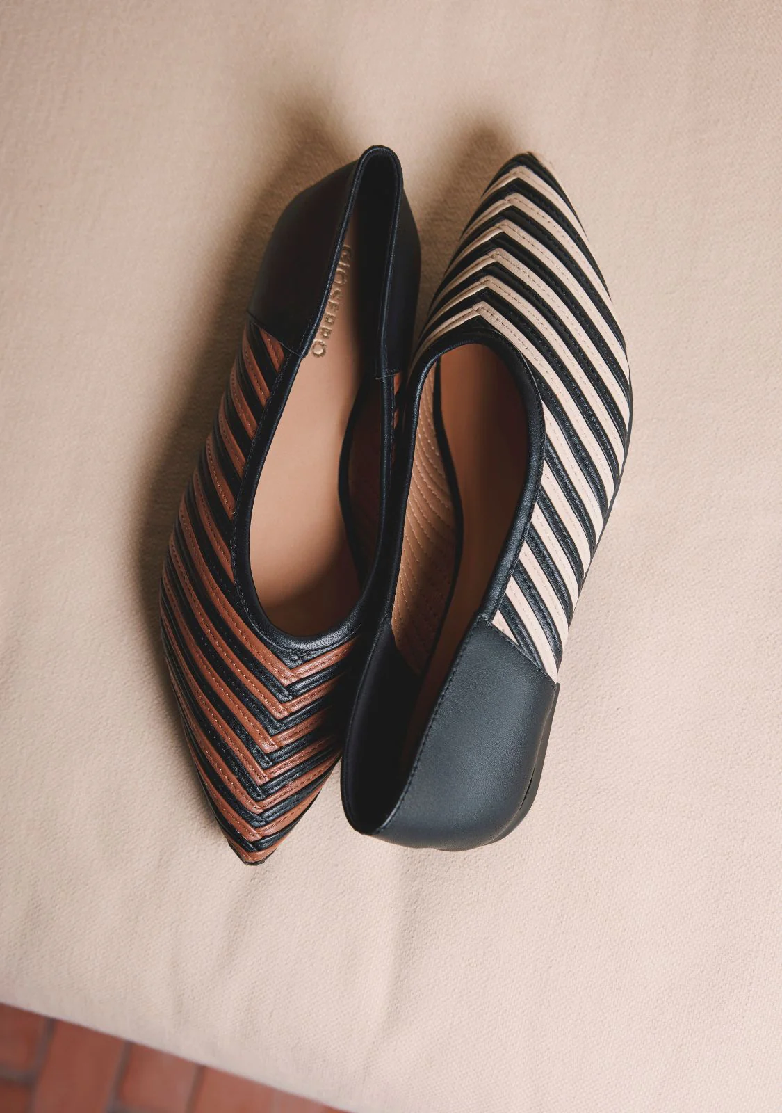 STRIPED LEATHER BALLET FLATS TARINE - Image 7